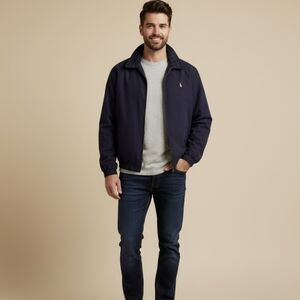 Vintage Polo Ralph Lauren Navy Harrington Jacket - Men's XXL - Classic Style